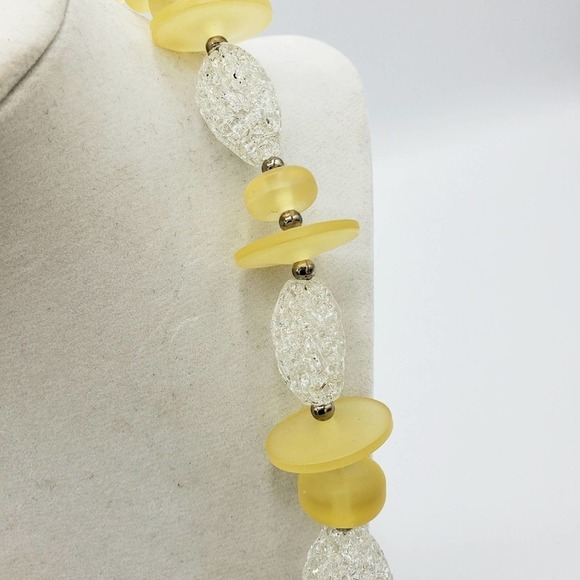 Vintage Statement Necklace | Yellow & Clear Beads - Picture 3 of 4